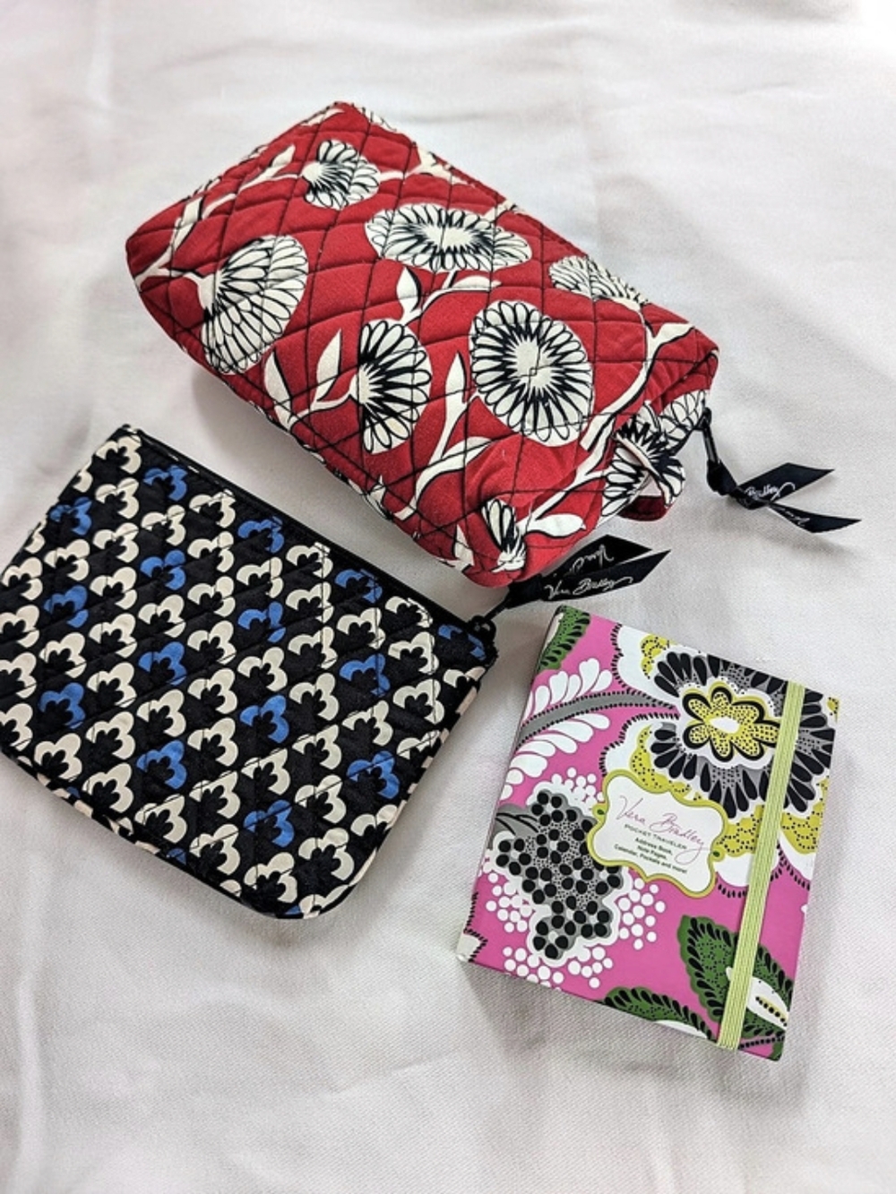 Vera Bradley Floral Cosmetic Pouch Set in Red & Pink